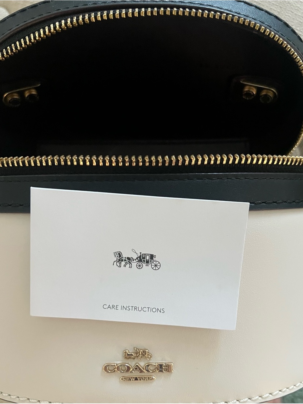 Coach Two-Tone Mini Vanity Bag - Black, White, Tan - Picture 2 of 9
